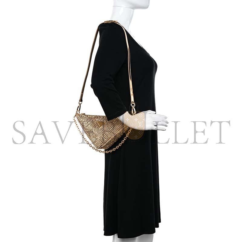 Pra*a satin crystal triangle crossbody pouch platino 1bc190 (26*14*6cm)